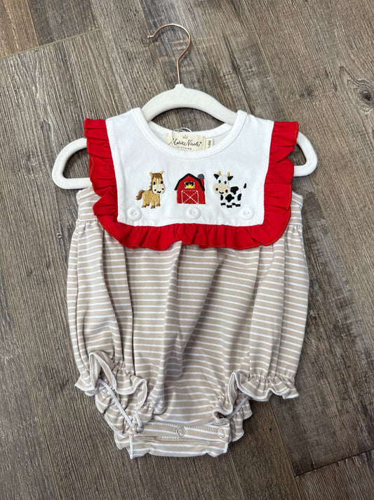 Barnyard, fun, embroidered ruffle bubble
